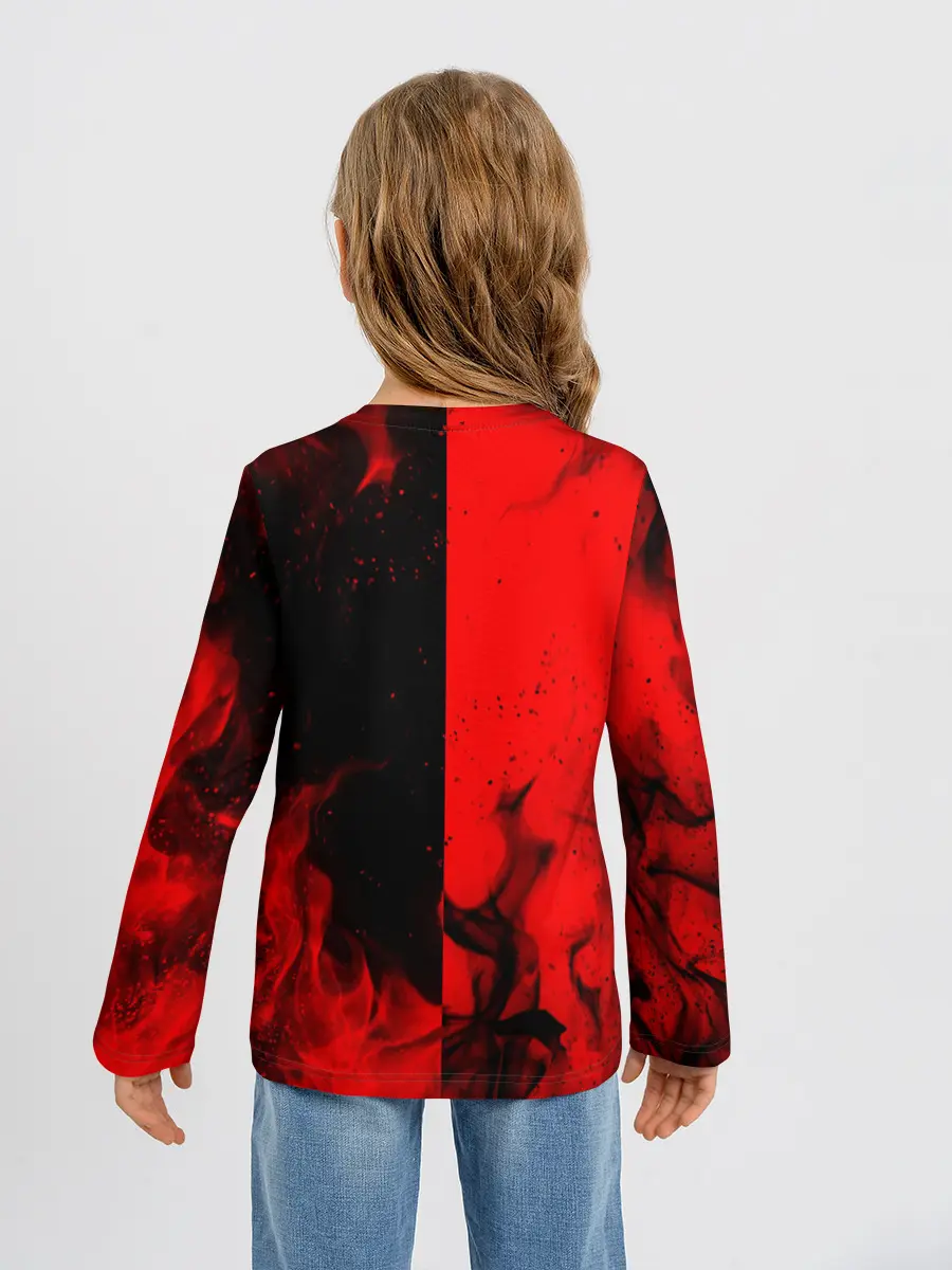 Детский лонгслив / BLACK RED FIRE