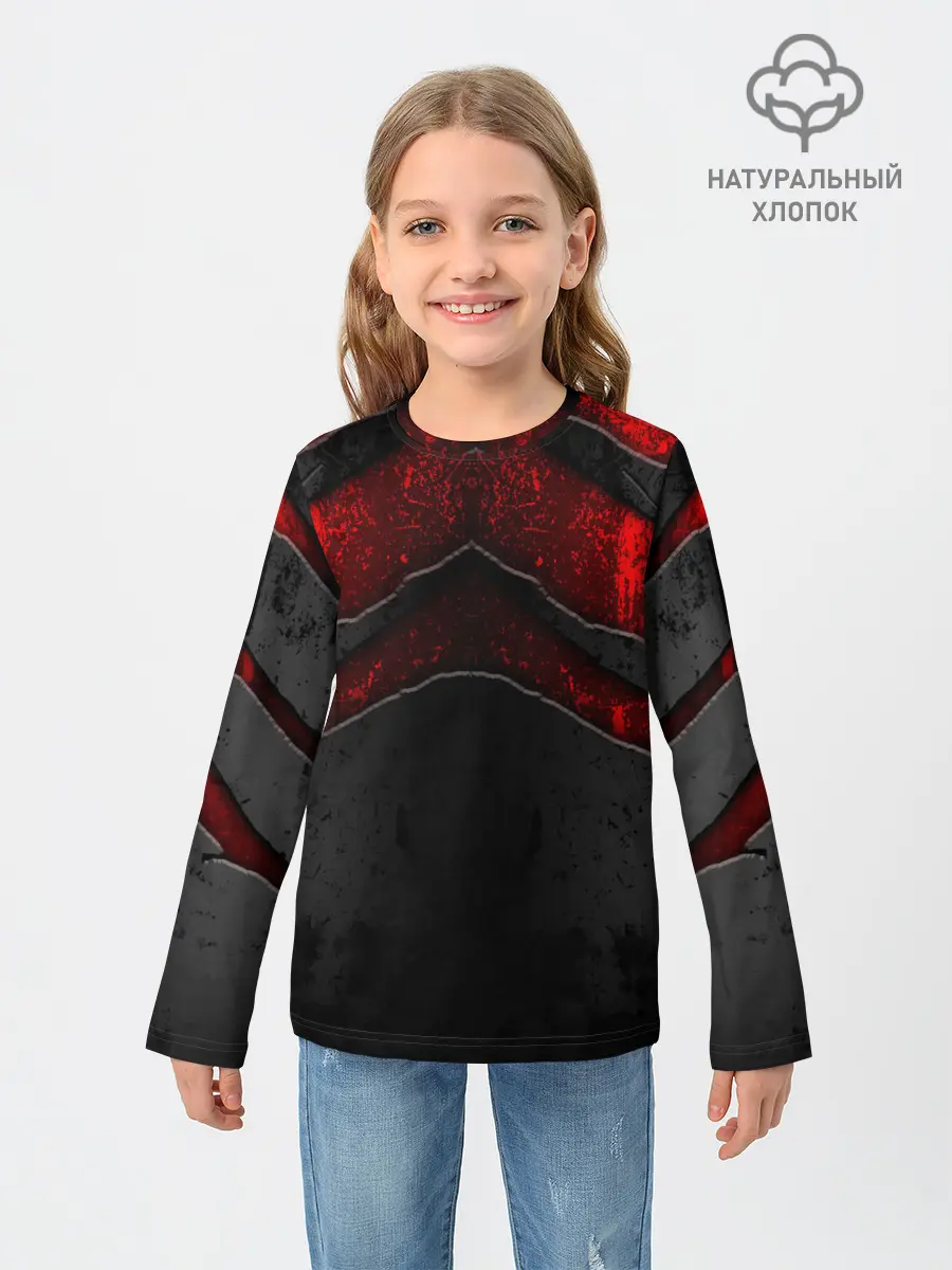 Детский лонгслив / Black & Red Metal