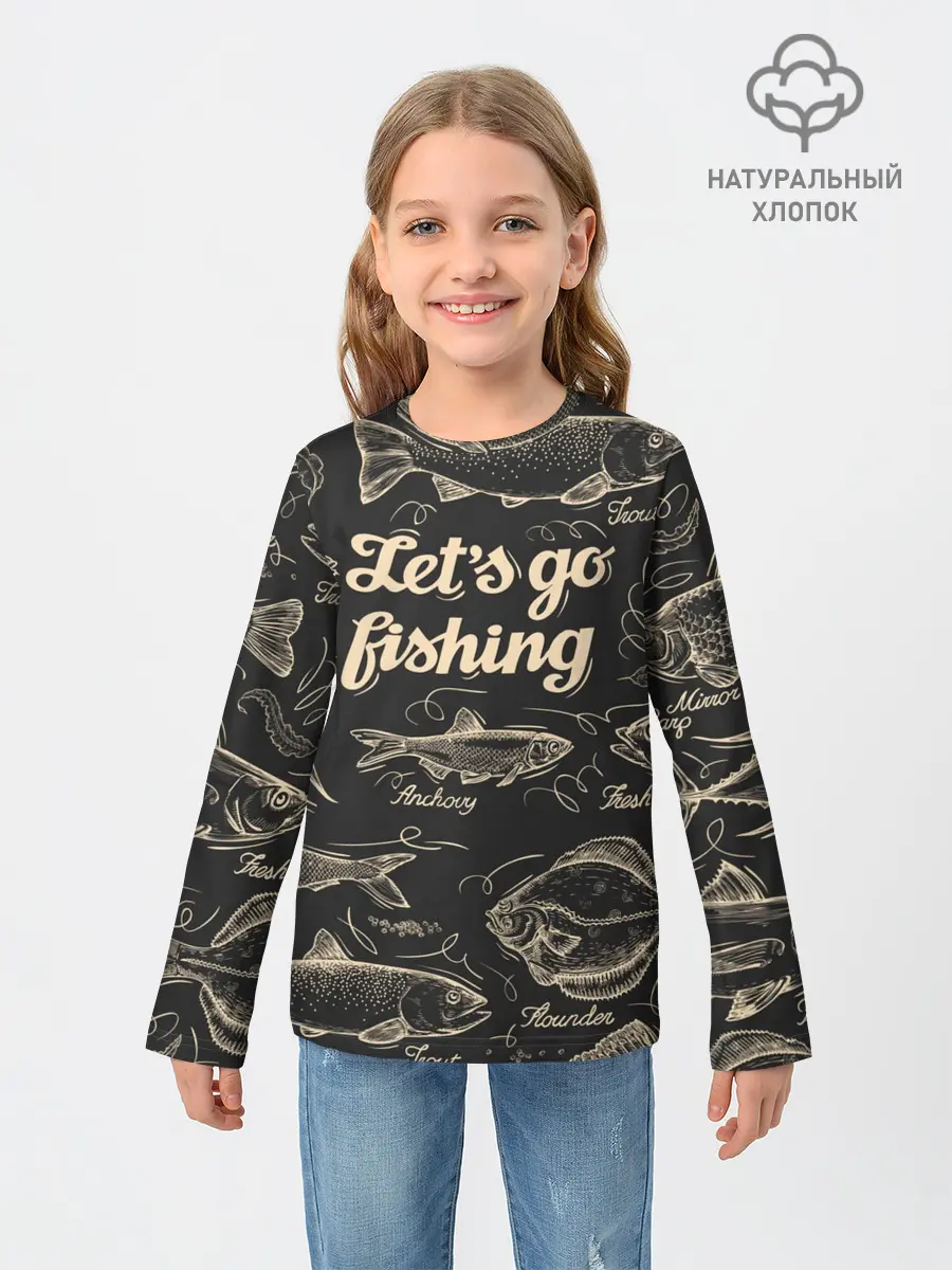 Детский лонгслив / Lets go fishing