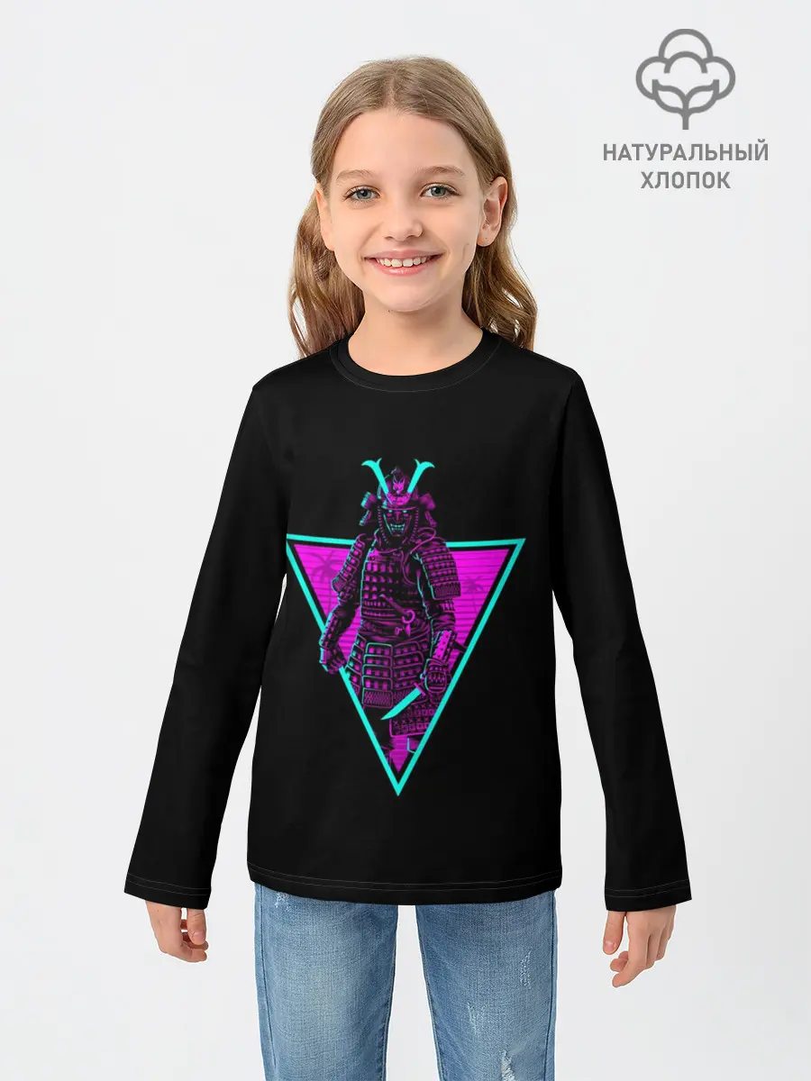Детский лонгслив / Samurai Retro Neon