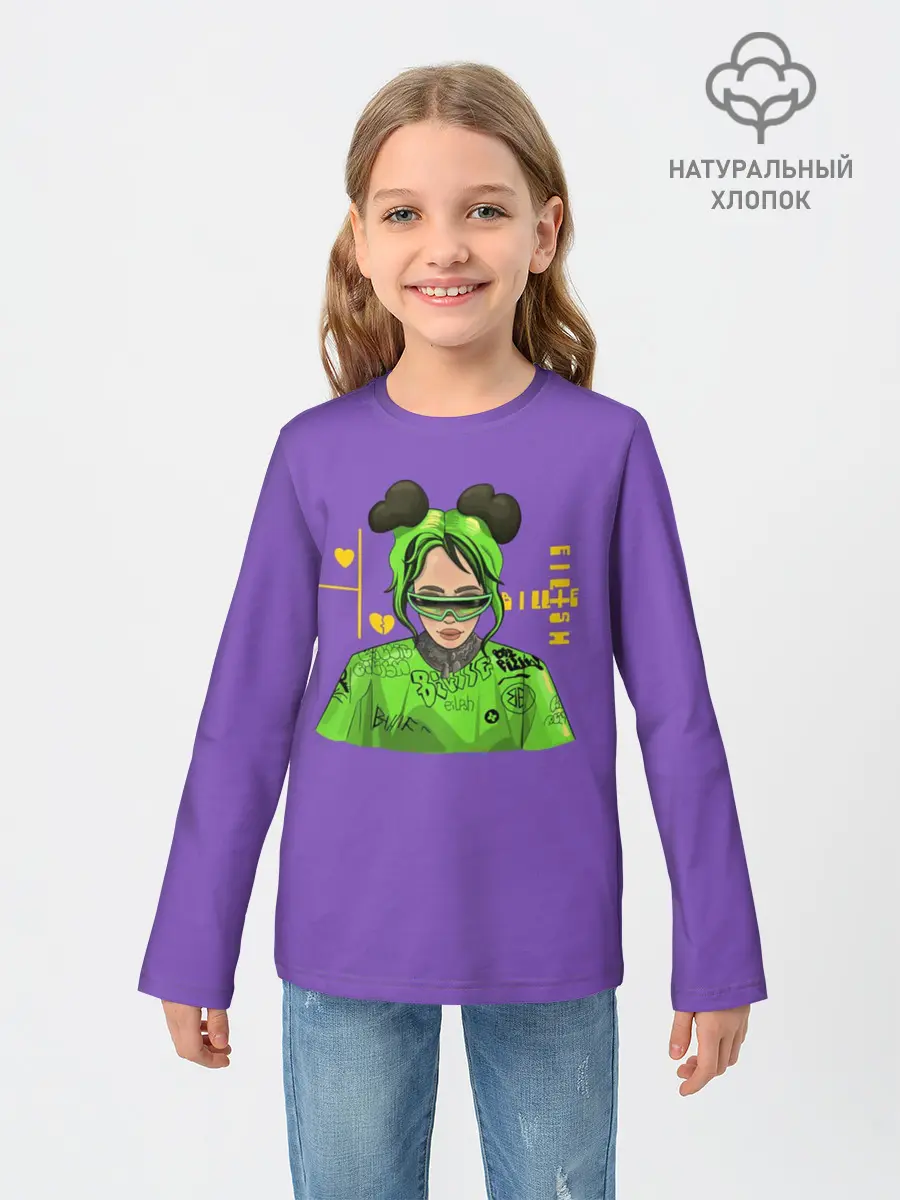 Детский лонгслив / Billie Eilish Purple