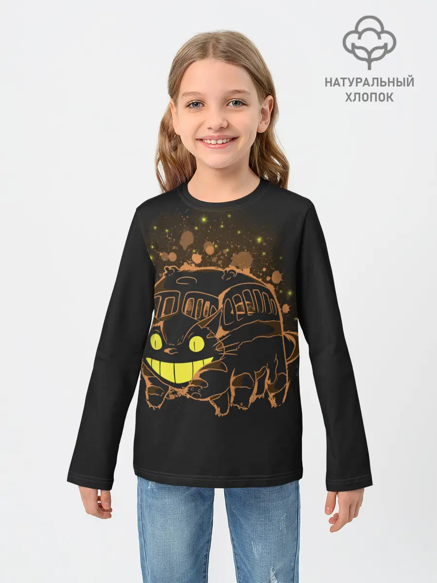 Детский лонгслив / My Neighbor Totoro оранжевый кот