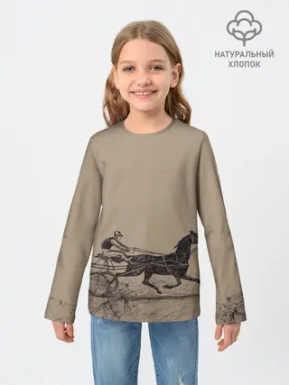 Детский лонгслив / лошадь с колесницей