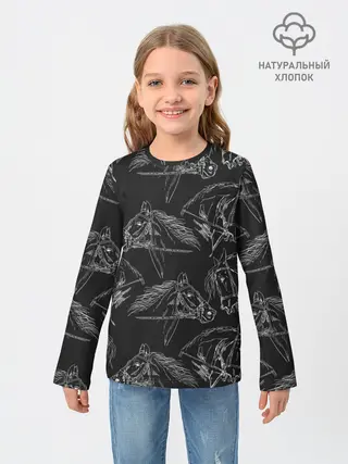 Детский лонгслив / кони