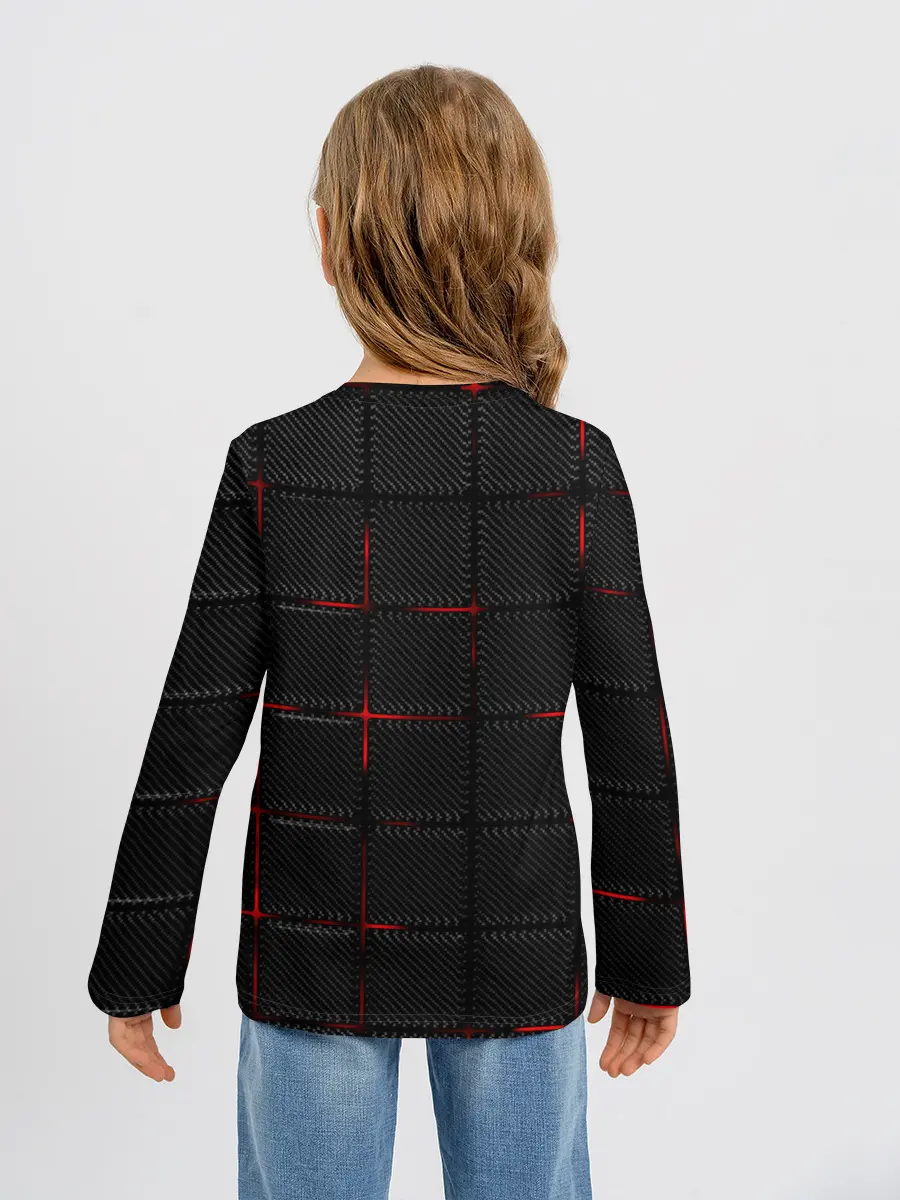 Детский лонгслив / 3D Плиты Red & Black