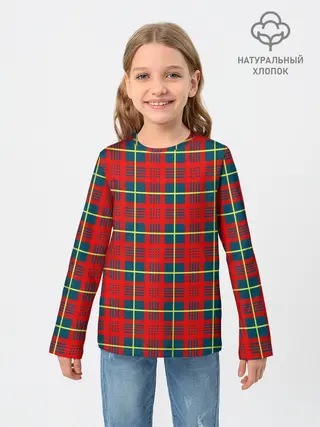 Детский лонгслив / Клетка красная