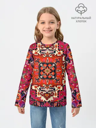 Детский лонгслив / Бордовый ковер