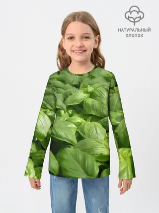 Детский лонгслив / Неоновый базилик