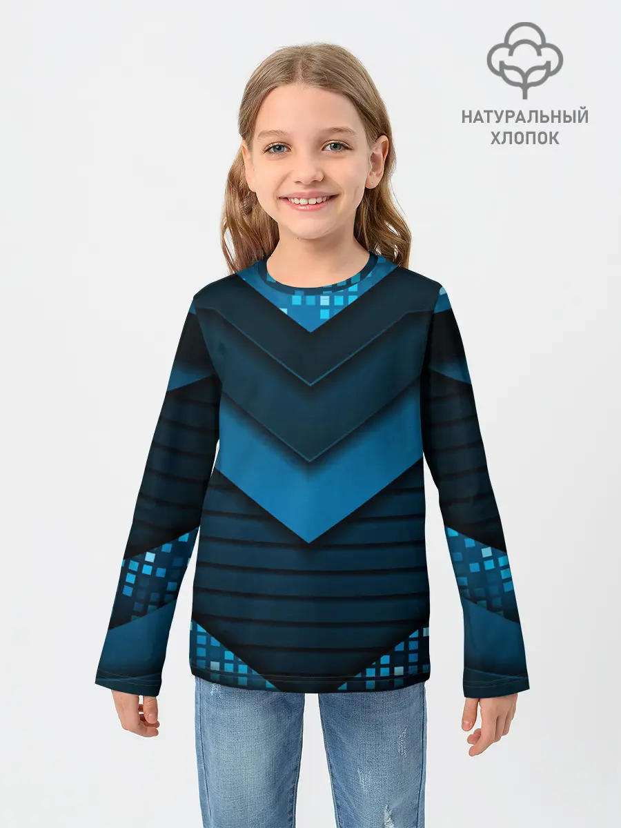 Детский лонгслив / 3D luxury blue abstract