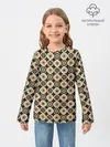 Детский лонгслив / Абстракция из бежевых и зеленых кругов