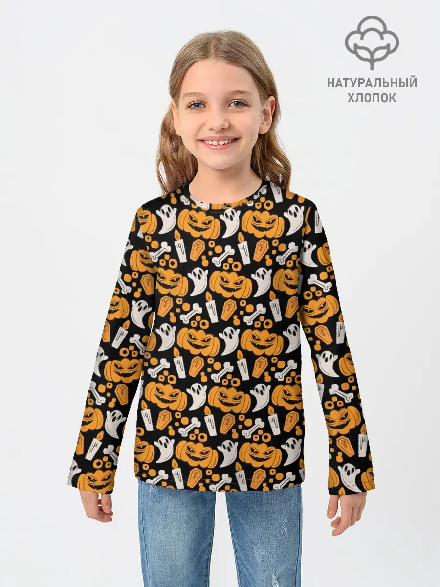 Детский лонгслив / Patern Halloween 22