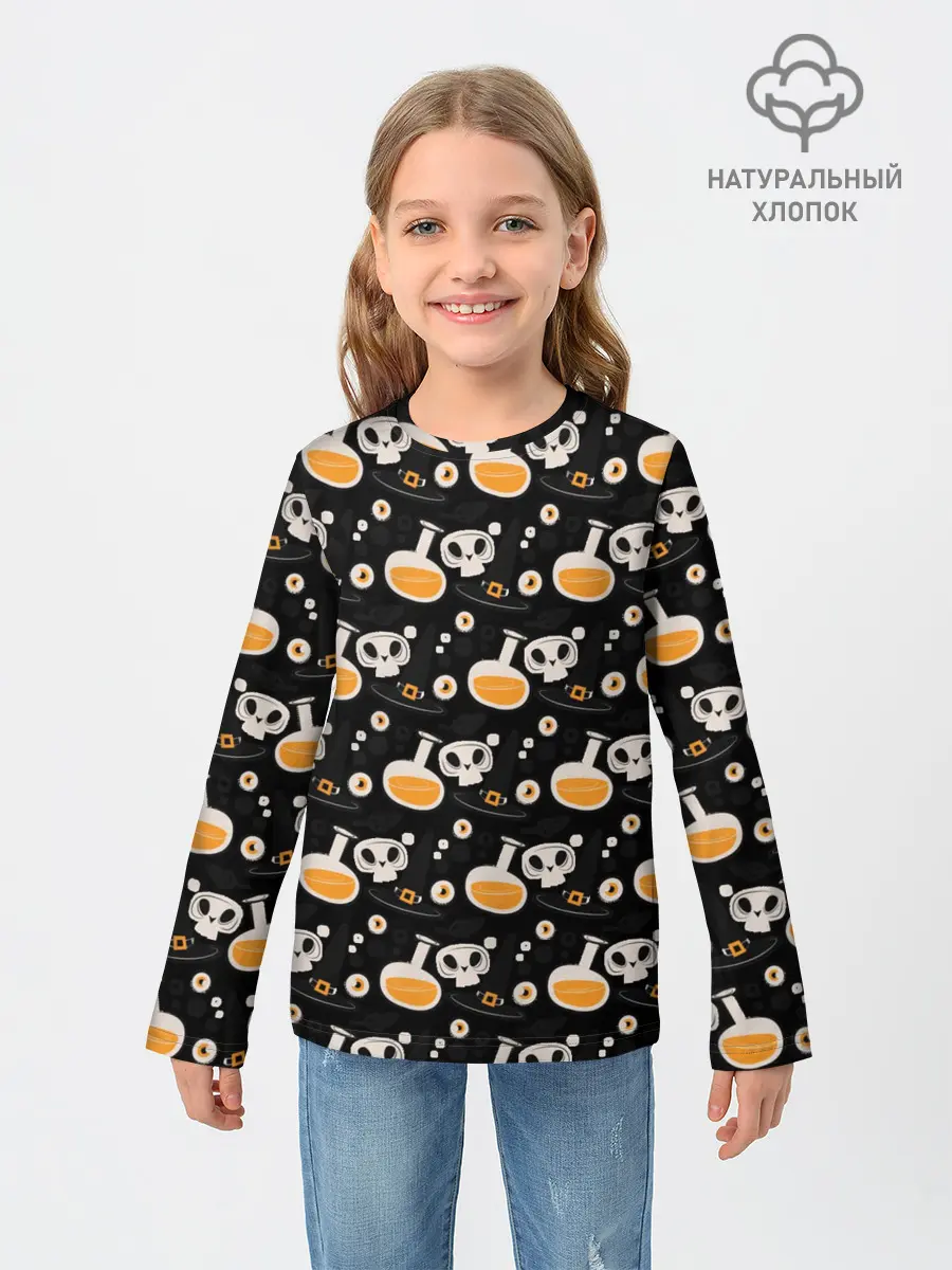Детский лонгслив / Patern Halloween 15
