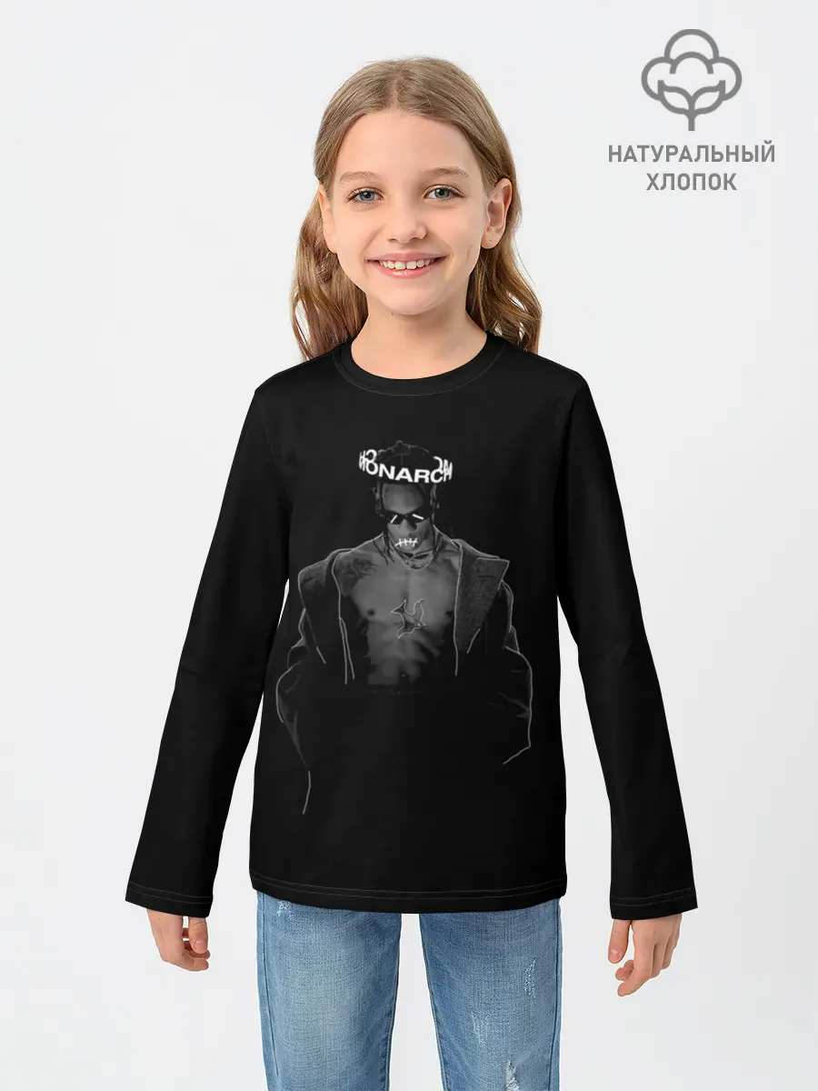 Детский лонгслив / Travis in black