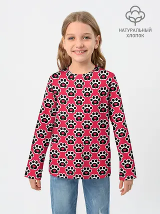 Детский лонгслив / Следы от Лап с Сердечками