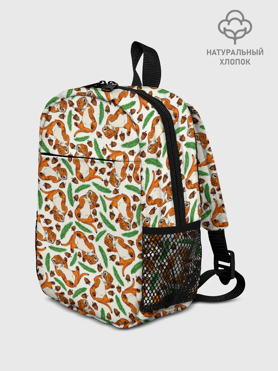 Рюкзак детский / Тигрята, еловые ветки и желуди