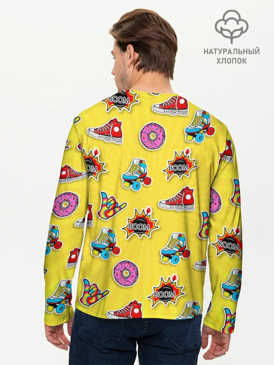 Мужской лонгслив базовый / Pop Art (P007_P004ooo1563289, P004ooo1563289)