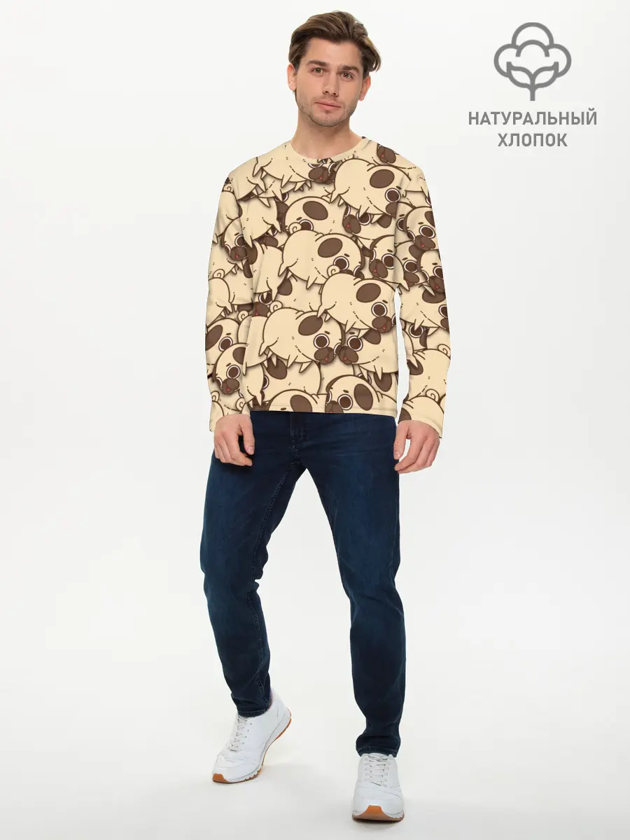 Мужской лонгслив базовый / мопс (P007_P004ooo1576427, P004ooo1576427)