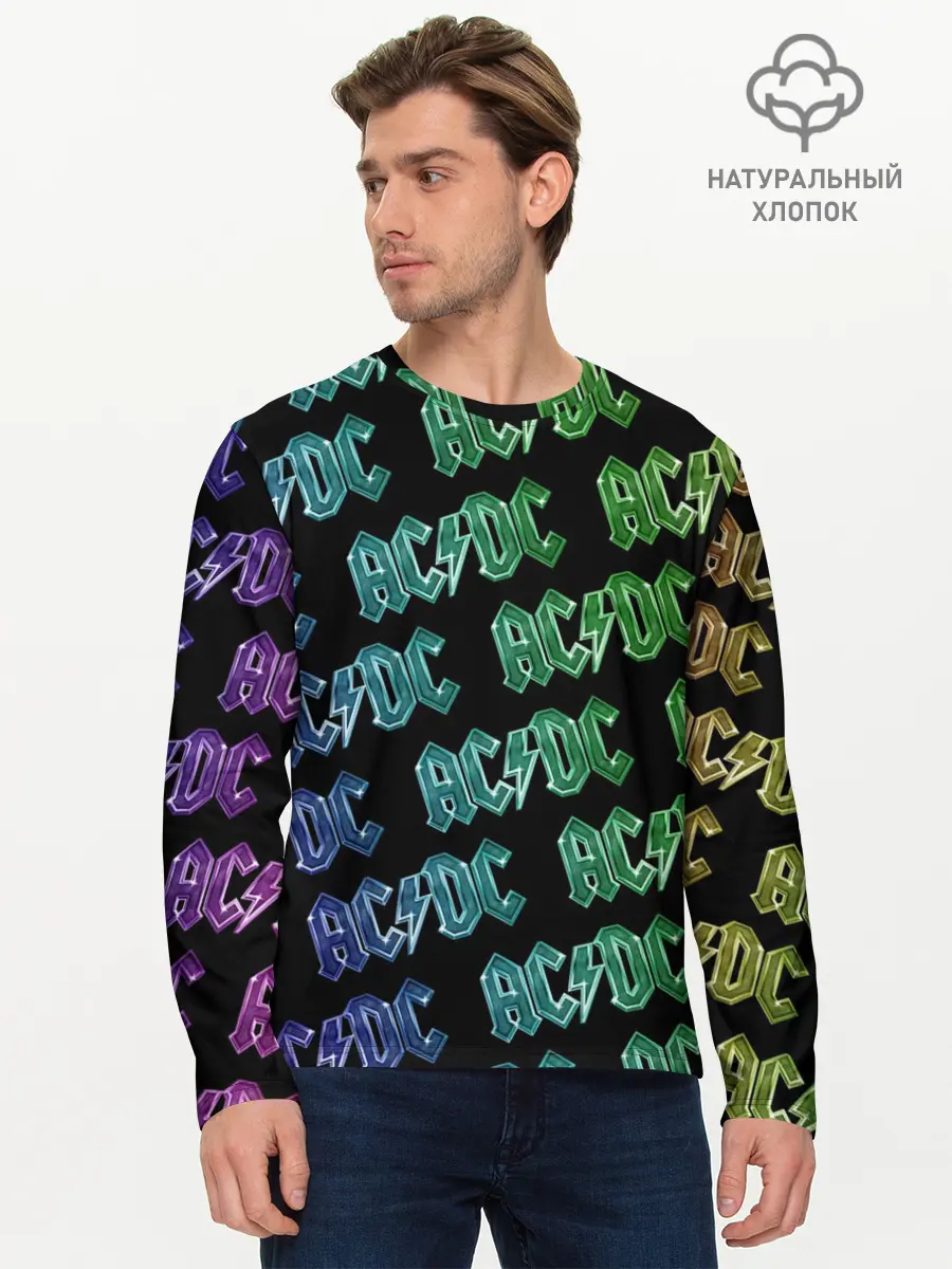 Мужской лонгслив базовый / AC DC. Паттерн Градиент (P007_P004ooo1573457, P004ooo1573457)