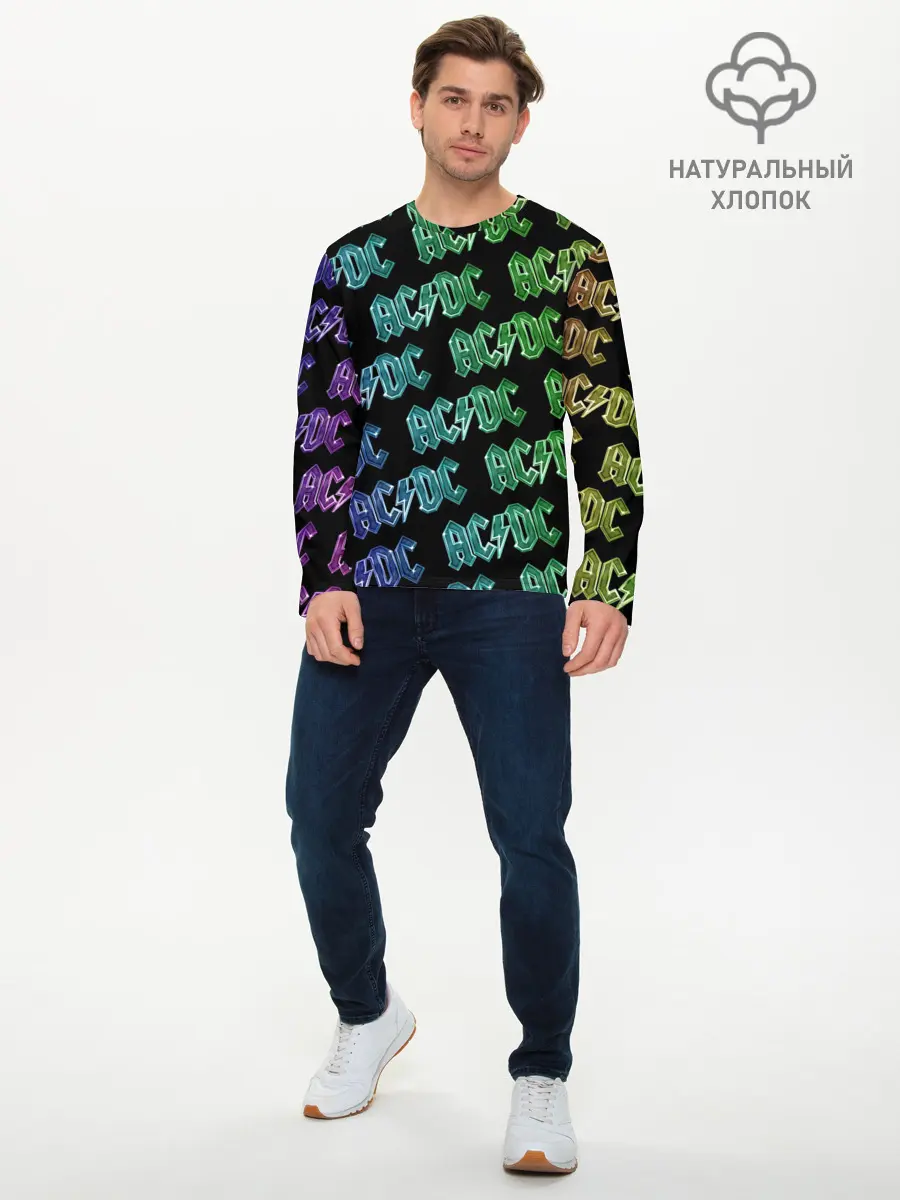 Мужской лонгслив базовый / AC DC. Паттерн Градиент (P007_P004ooo1573457, P004ooo1573457)