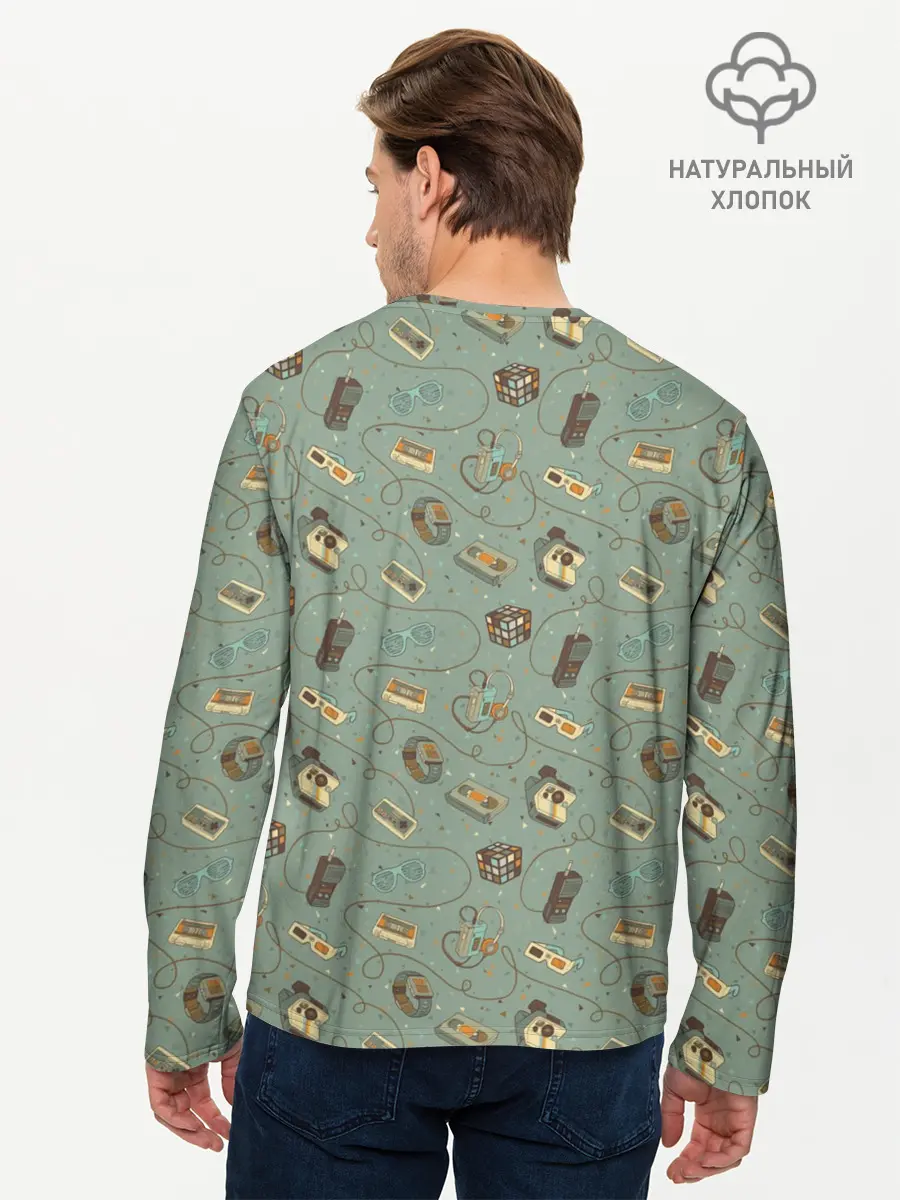 Мужской лонгслив базовый / Oldschool pattern (P007_P004ooo1584475, P004ooo1584475)