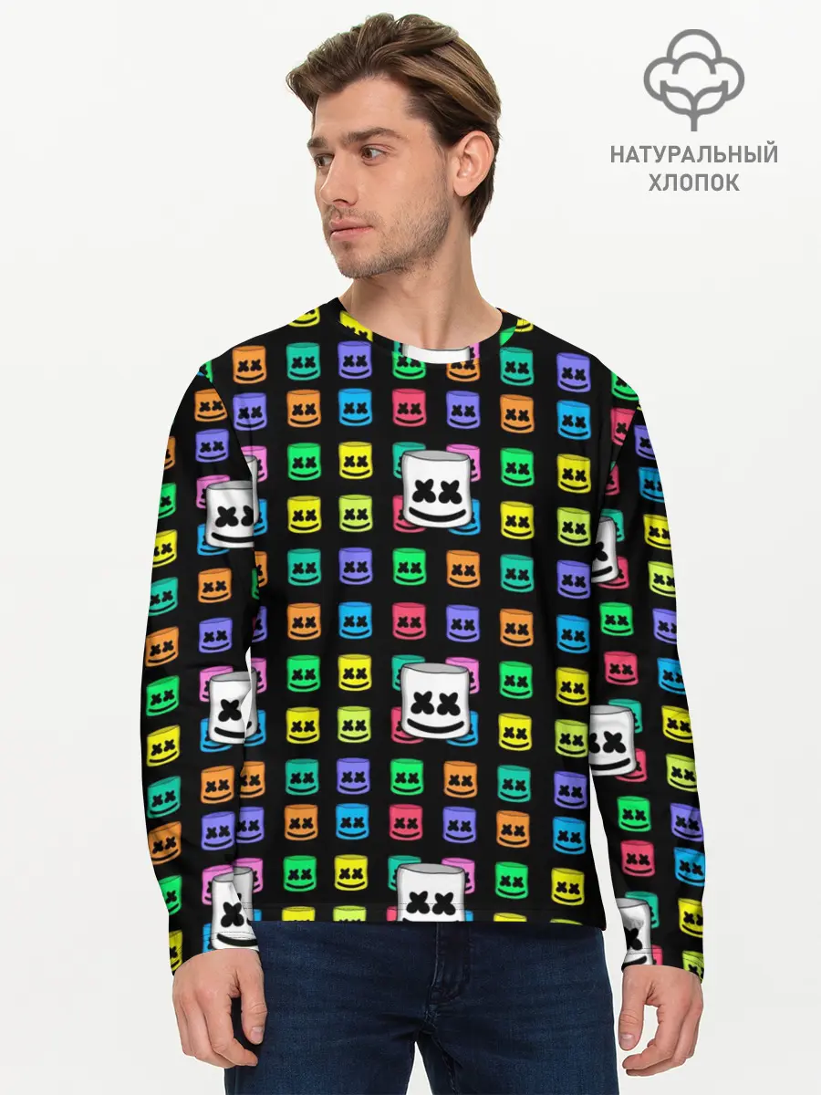 Мужской лонгслив базовый / Marshmello (P007_P004ooo1584965, P004ooo1584965)