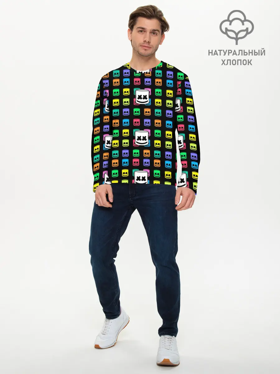 Мужской лонгслив базовый / Marshmello (P007_P004ooo1584965, P004ooo1584965)