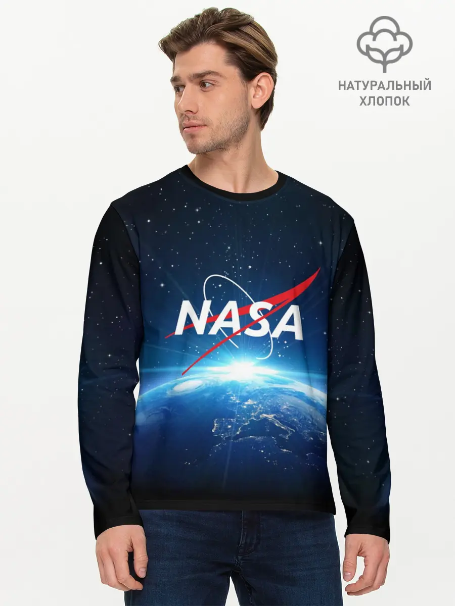 Мужской лонгслив базовый / NASA (P007_P004ooo1585315, P004ooo1585315)