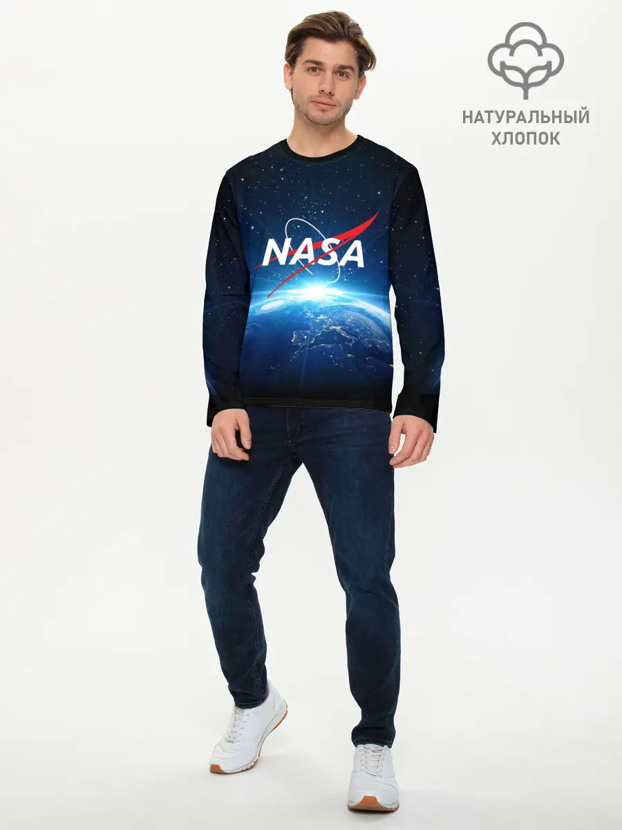 Мужской лонгслив базовый / NASA (P007_P004ooo1585315, P004ooo1585315)