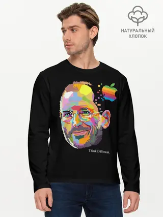 Мужской лонгслив базовый / Стив Джобс / Think Different (P007_P004ooo1587837, P004ooo1587837)