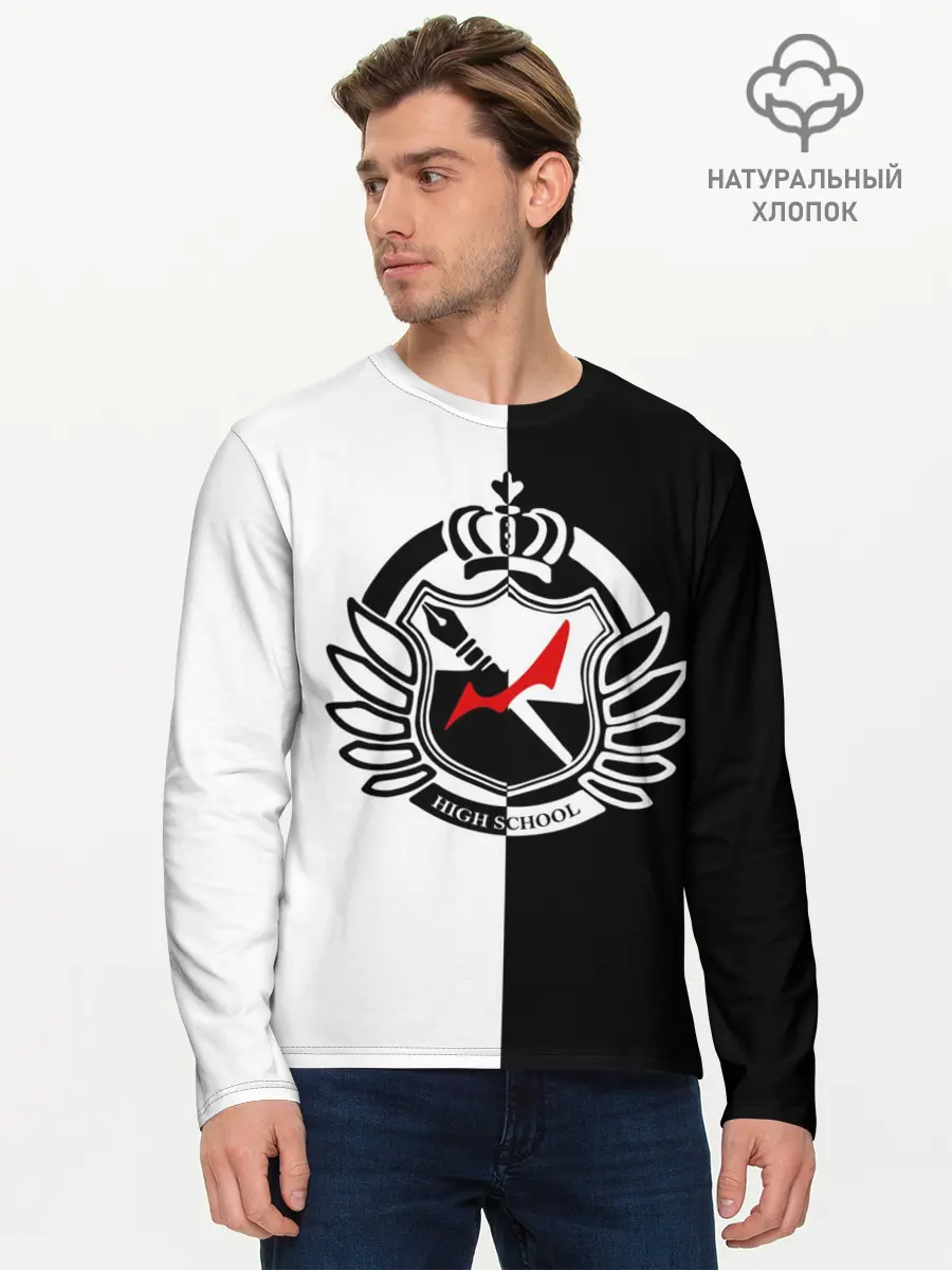Мужской лонгслив базовый / MONOKUMA SCHOOL с фоном (P007_P004ooo1604825, P004ooo1604825)