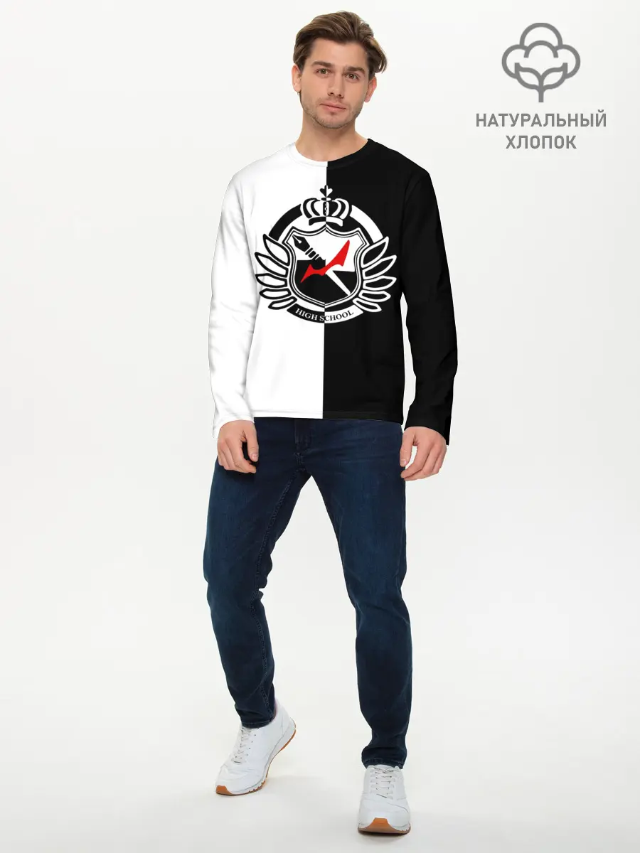 Мужской лонгслив базовый / MONOKUMA SCHOOL с фоном (P007_P004ooo1604825, P004ooo1604825)