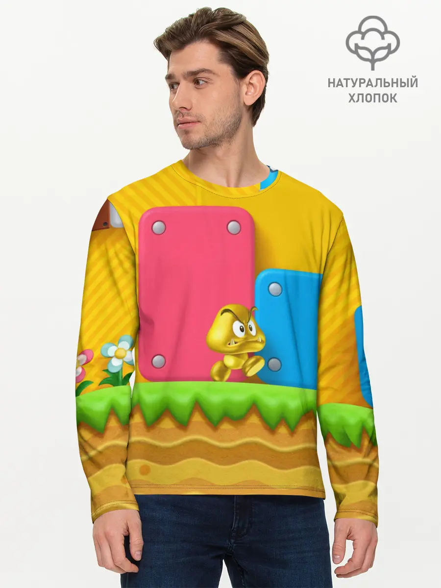 Мужской лонгслив базовый / Супер Марио (P007_P004ooo1604973, P004ooo1604973)