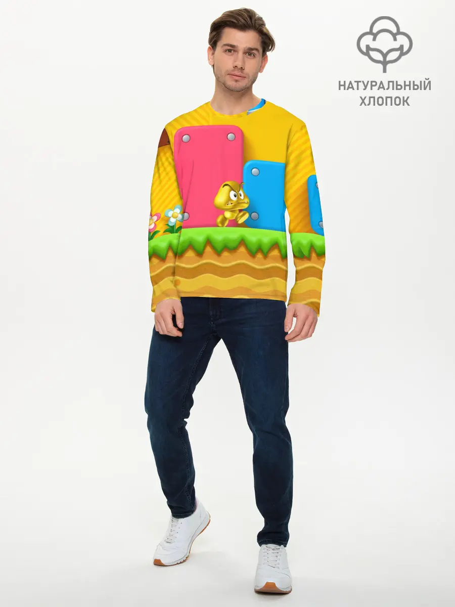 Мужской лонгслив базовый / Супер Марио (P007_P004ooo1604973, P004ooo1604973)