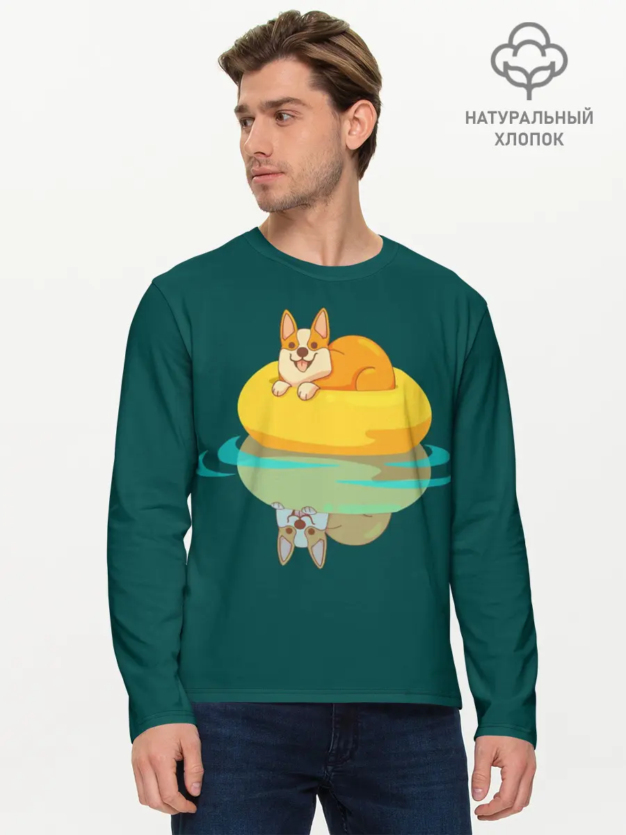 Мужской лонгслив базовый / Корги (P007_P004ooo1598869, P004ooo1598869)