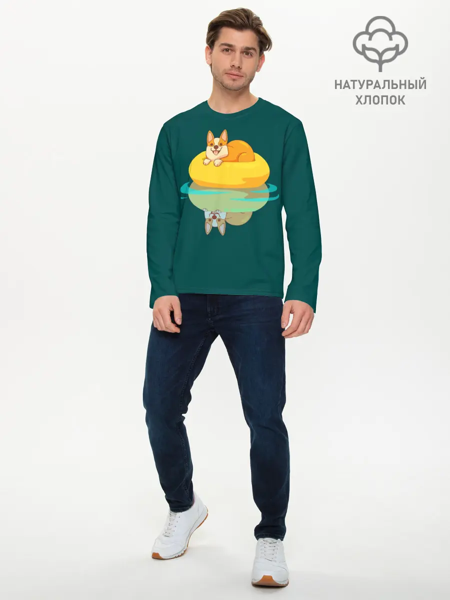 Мужской лонгслив базовый / Корги (P007_P004ooo1598869, P004ooo1598869)