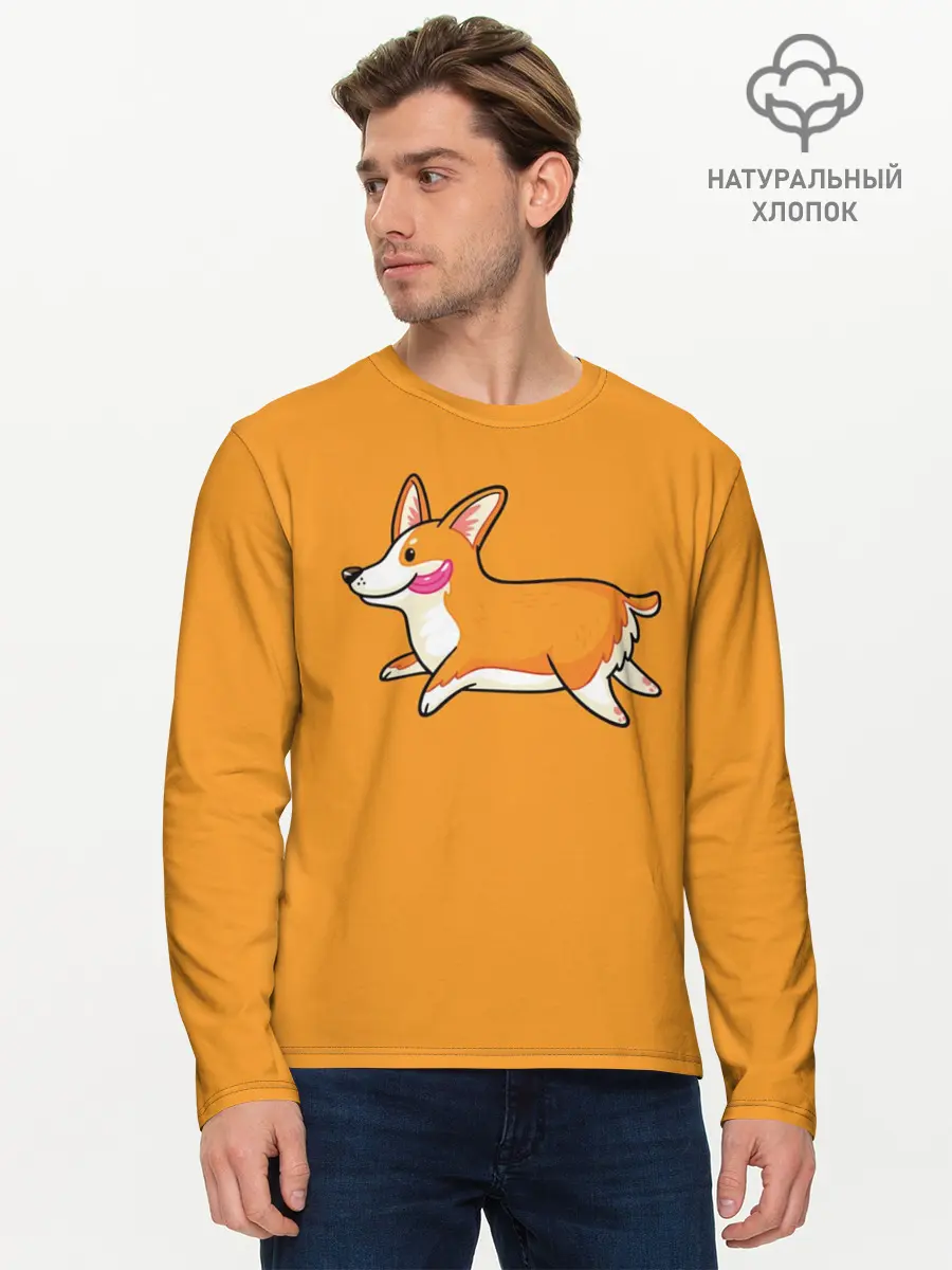 Мужской лонгслив базовый / Корги (P007_P004ooo1598865, P004ooo1598865)