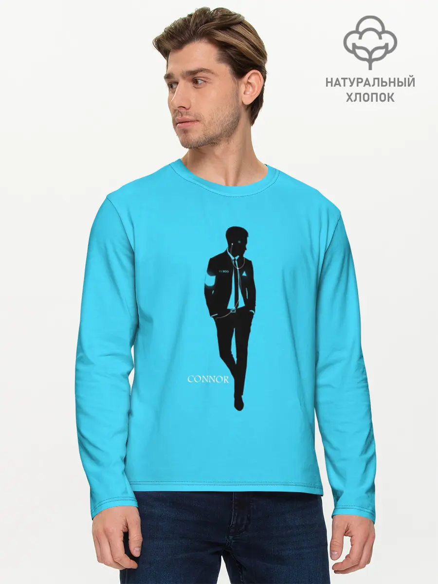 Мужской лонгслив базовый / Connor. Detroit: Become Human (P007_P004ooo1602727, P004ooo1602727)