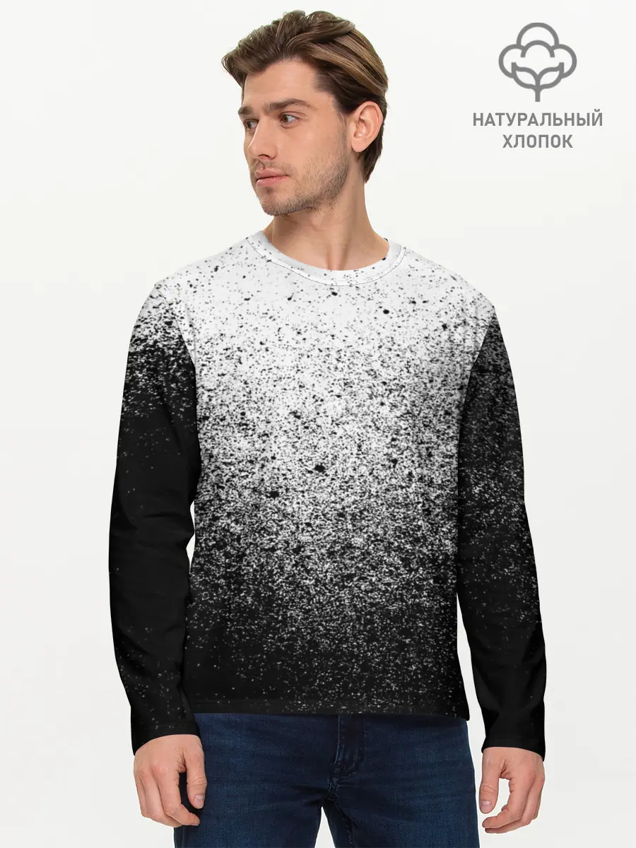 Мужской лонгслив базовый / БРЫЗГИ КРАСОК ЧЁРНЫЙ (P007_P004ooo1606441, P004ooo1606441)