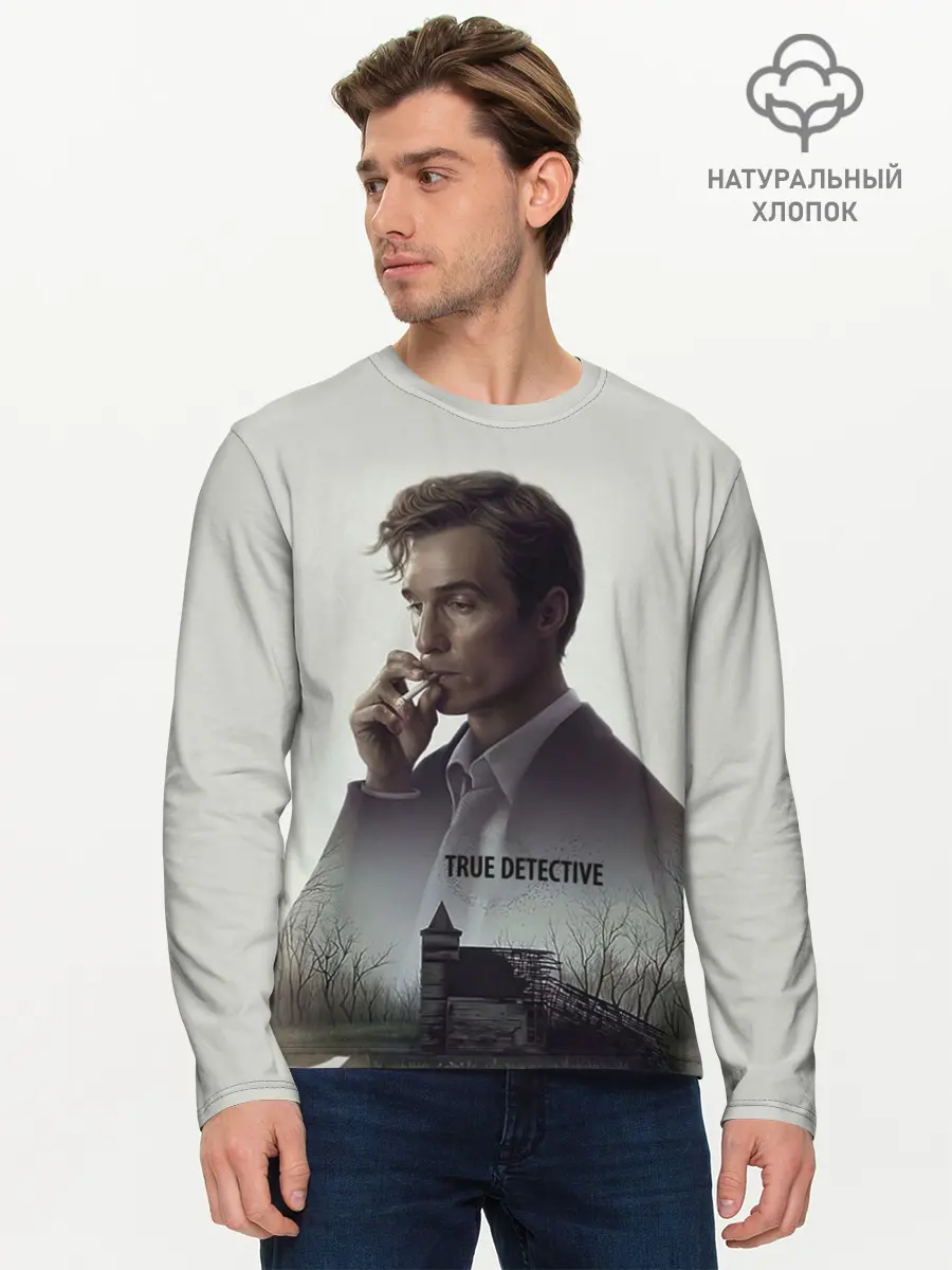 Мужской лонгслив базовый / True Detective (P007_P004ooo1606065, P004ooo1606065)