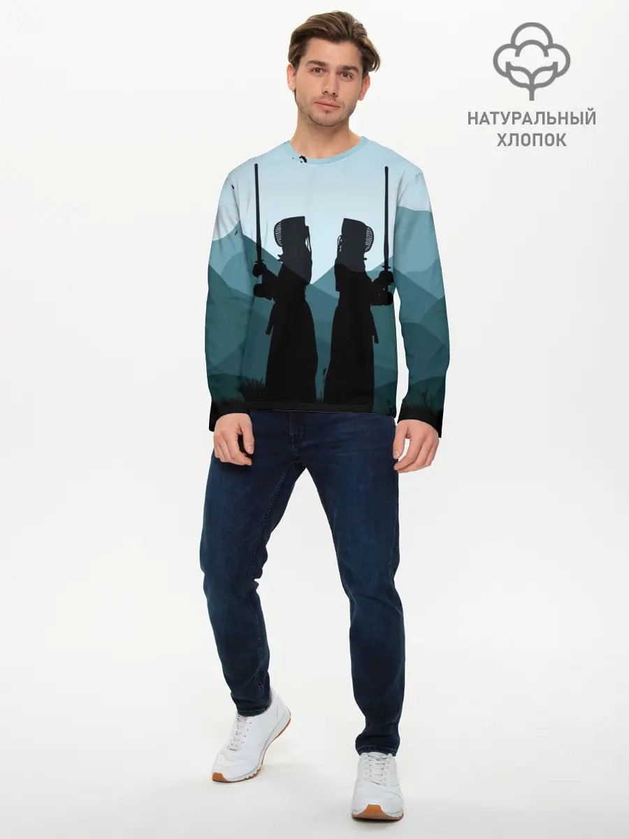 Мужской лонгслив базовый / Тренировка кендо (P007_P004ooo1607041, P004ooo1607041)