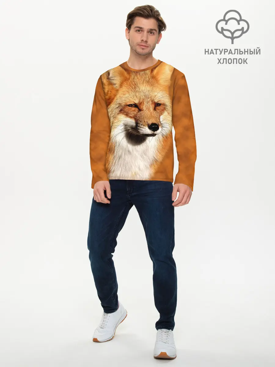 Мужской лонгслив базовый / Лисичка (P007_P004ooo1609513, P004ooo1609513)