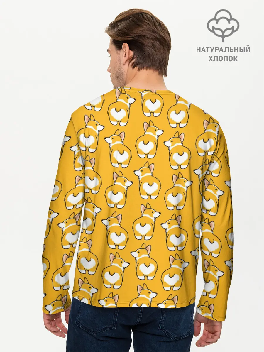 Мужской лонгслив базовый / Корги Паттерн (P007_P004ooo1609593, P004ooo1609593)