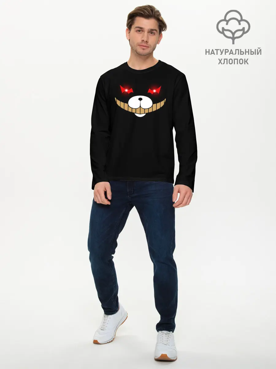 Мужской лонгслив базовый / KUROKUMA на черном (P007_P004ooo1608731, P004ooo1608731)