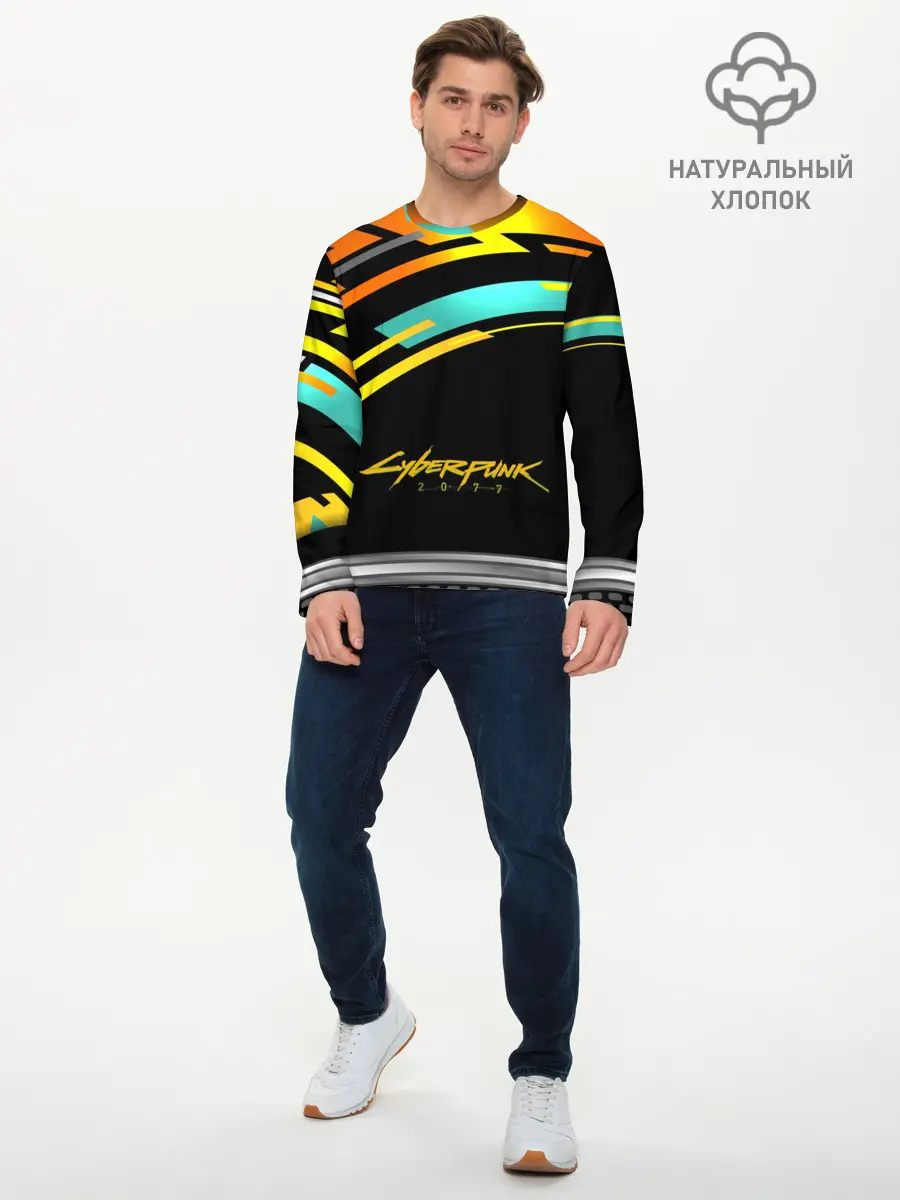 Мужской лонгслив базовый / CyberPunk 2077 (P007_P004ooo1616951, P004ooo1616951)