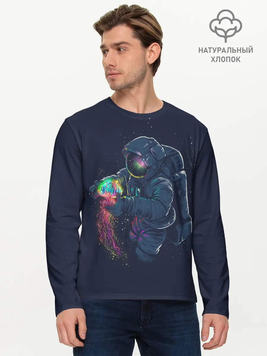 Мужской лонгслив базовый / Космическая Медуза (P007_P004ooo1621755, P004ooo1621755)