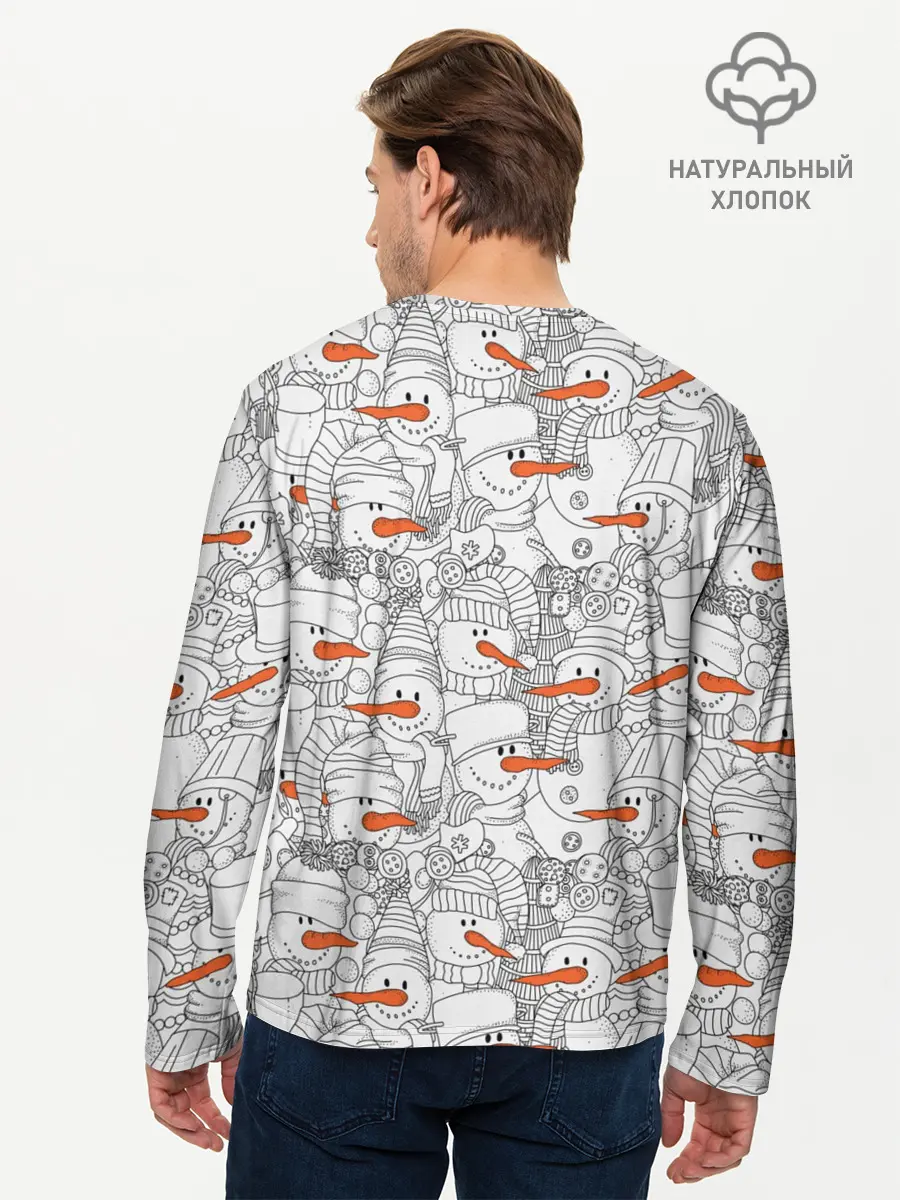 Мужской лонгслив базовый / Снеговики (P007_P004ooo1626621, P004ooo1626621)