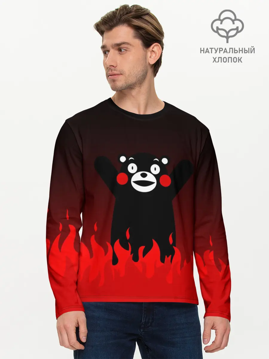 Мужской лонгслив базовый / Kumamon горит (P007_P004ooo1625487, P004ooo1625487)