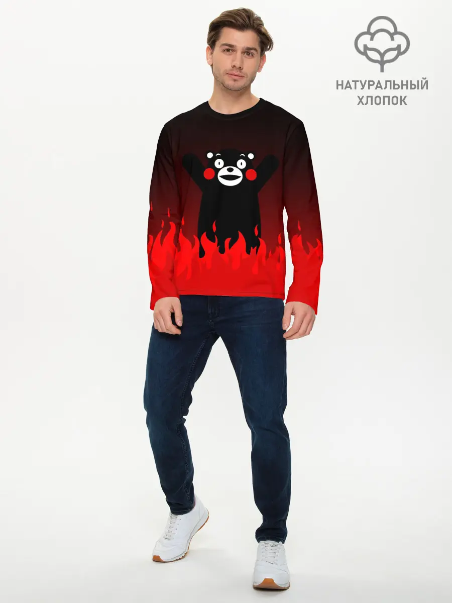Мужской лонгслив базовый / Kumamon горит (P007_P004ooo1625487, P004ooo1625487)