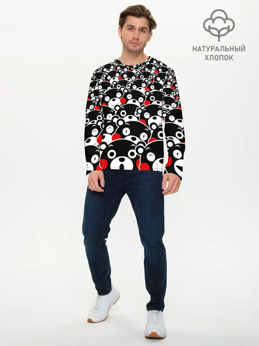 Мужской лонгслив базовый / Узор кумамонов (P007_P004ooo1627969, P004ooo1627969)