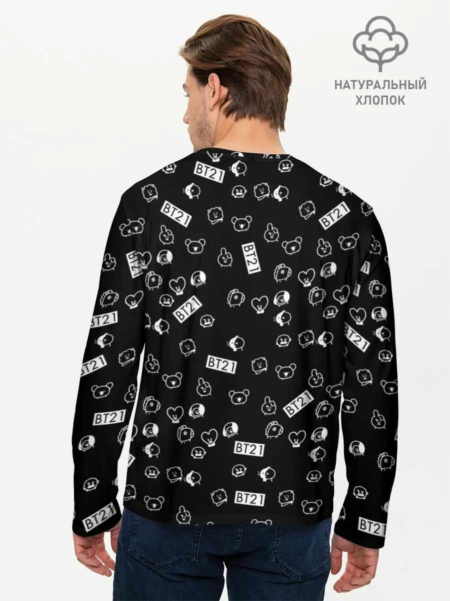Мужской лонгслив базовый / BTS BT21 STICKERS (P007_P004ooo1627977, P004ooo1627977)